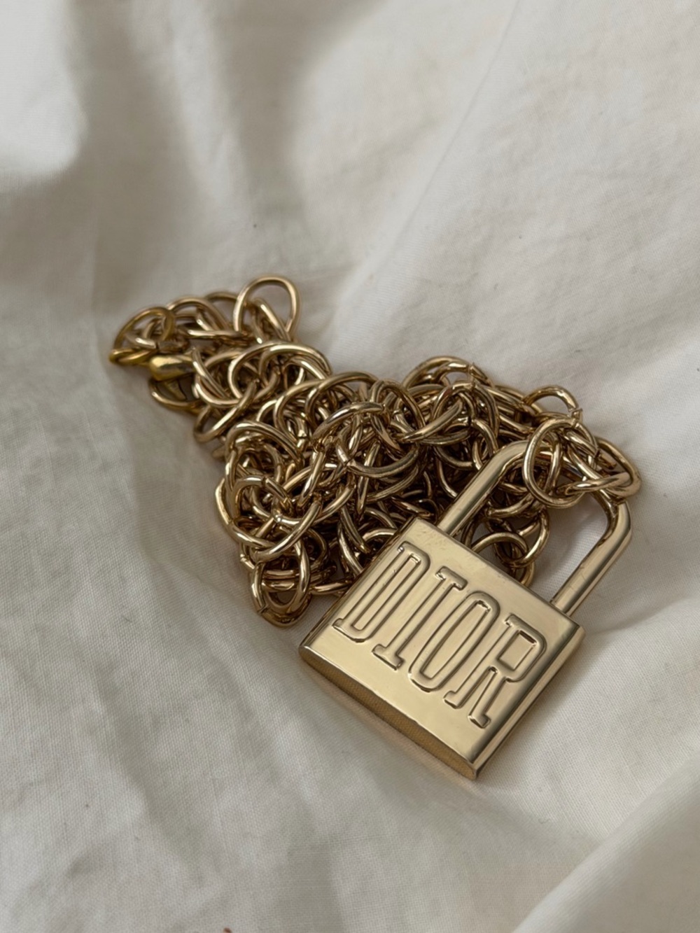 Dior Gold-tone Padlock Logo Necklace - Picture 11 of 15